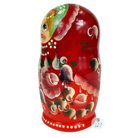 Floral Russian Dolls- Red & Orange 14cm (Set Of 5) image