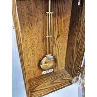 68cm Oak 8 Day Mechanical Chiming Wall Clock With Columns By AMS image