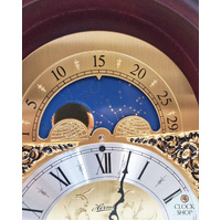 30cm Mahogany Mechanical Table Clock With Westminster Chime & Moon Dial By HERMLE image