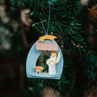 8cm Nativity Scene Hanging Decoration With Jesus Mary & Joseph By Graupner image