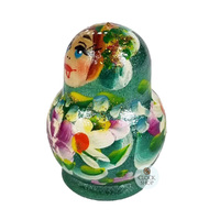 Floral Russian Dolls- Green Mini 4cm (Set Of 5) image
