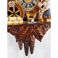 Wood Chopper & Water Wheel 1 Day Mechanical Chalet Cuckoo Clock With Dancers 35cm By HÖNES  image