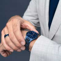 40mm Titanium Collection Mens Watch With Blue Dial & Titanium Strap By BERING image