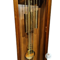 195cm Walnut Grandfather Clock With Westminster Chime & Brass Accents By HERMLE image