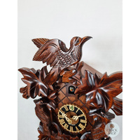 5 Leaf & Bird 1 Day Mechanical Carved Cuckoo Clock With Side Birds 35cm By HÖNES image
