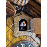 5 Leaf & Bird With Red Flowers 1 Day Mechanical Carved Cuckoo Clock 22cm By ENGSTLER image