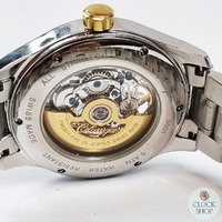 40mm Mens Two Tone Gold Plated Swiss Automatic Skeleton Watch By CLASSIQUE image