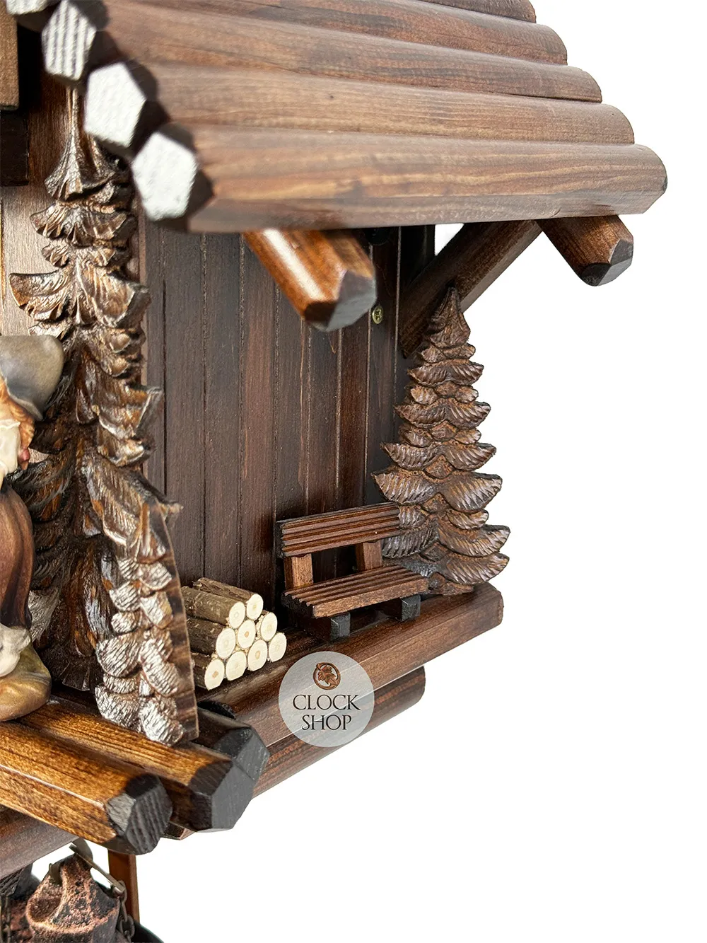Log Cabin 8 Day Mechanical Chalet Cuckoo Clock With Girl, Geese & Dancers 38cm By SCHWER image