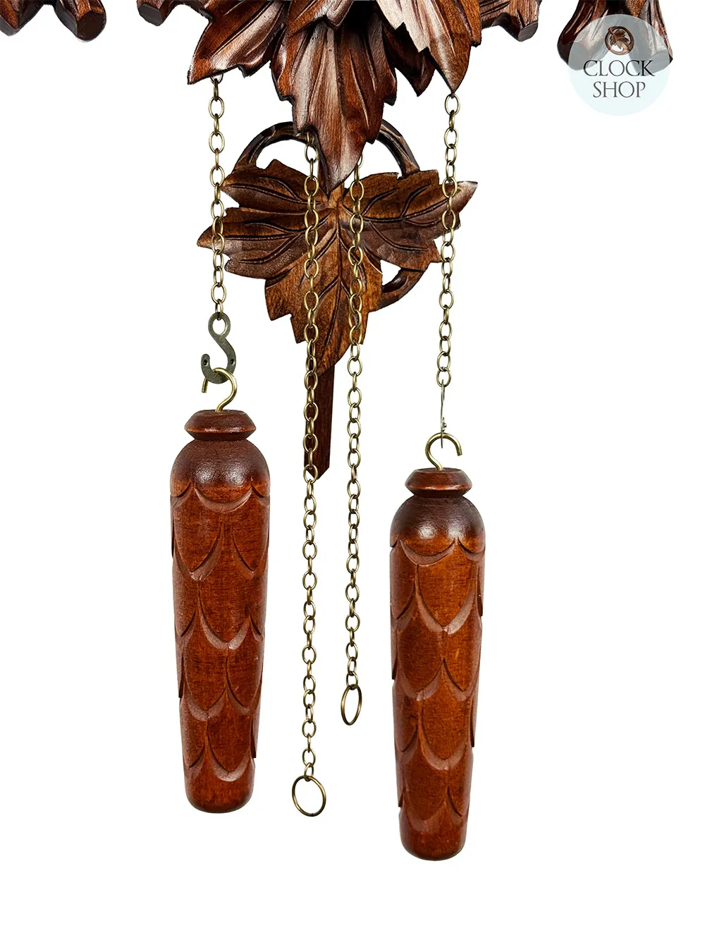Detailed Birds & Leaves Battery Carved Cuckoo Clock With Dancers 49cm By TRENKLE image