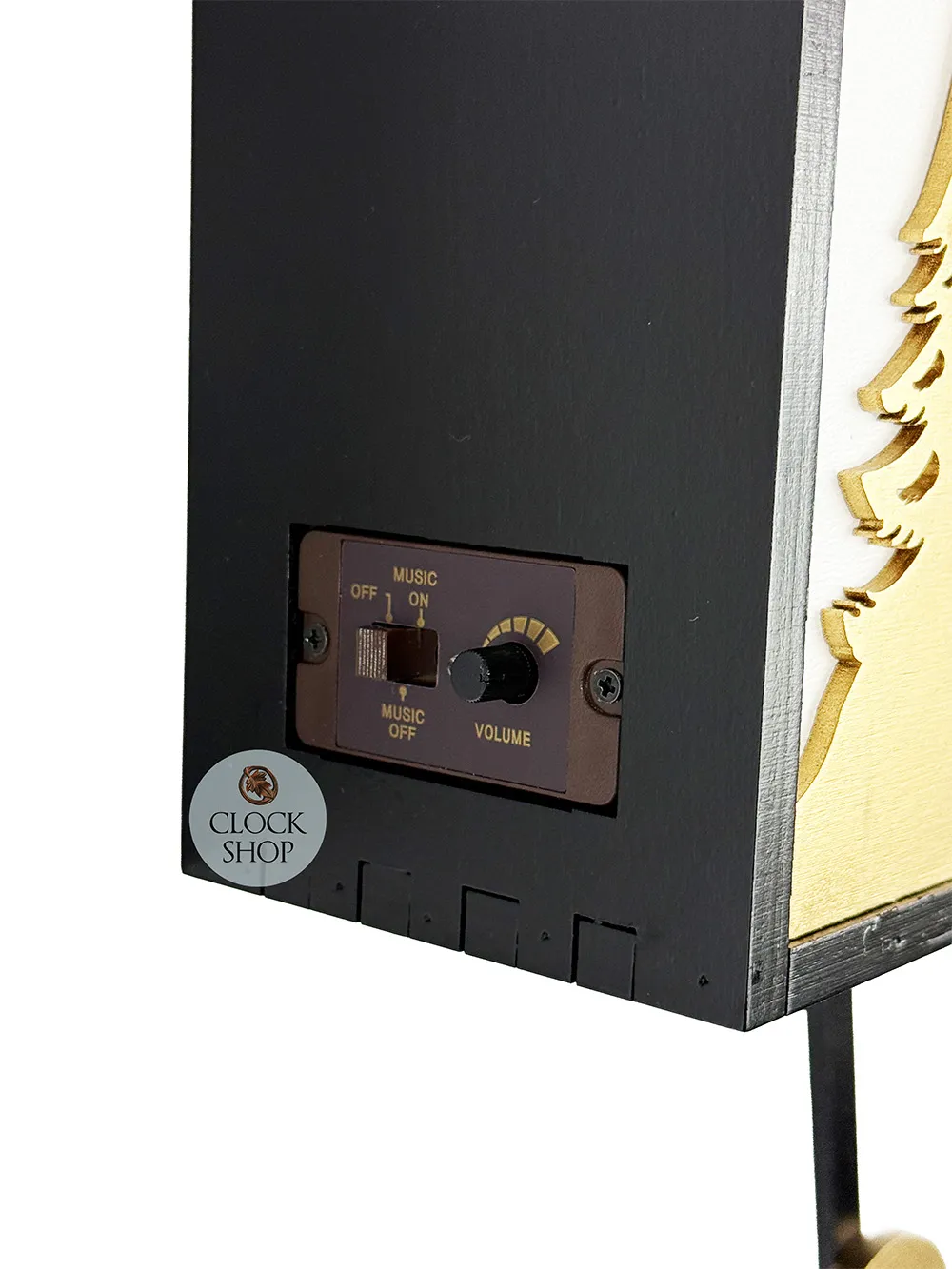 Black & Gold Modern Rectangular Battery Cuckoo Clock With Deer 14cm By TRENKLE image