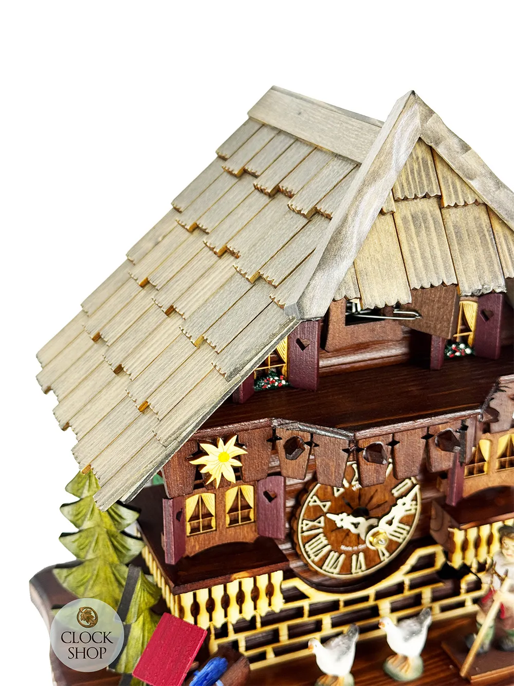 Shepherd Boy & Geese 1 Day Mechanical Chalet Cuckoo Clock 31cm By HEKAS image