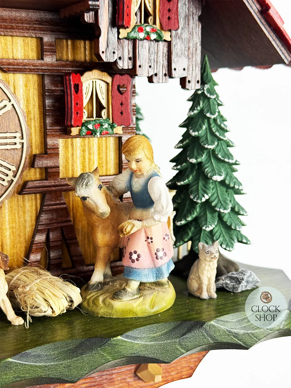 Girl & Horse 8 Day Mechanical Chalet Cuckoo Clock With Dancers 42cm By HEKAS image