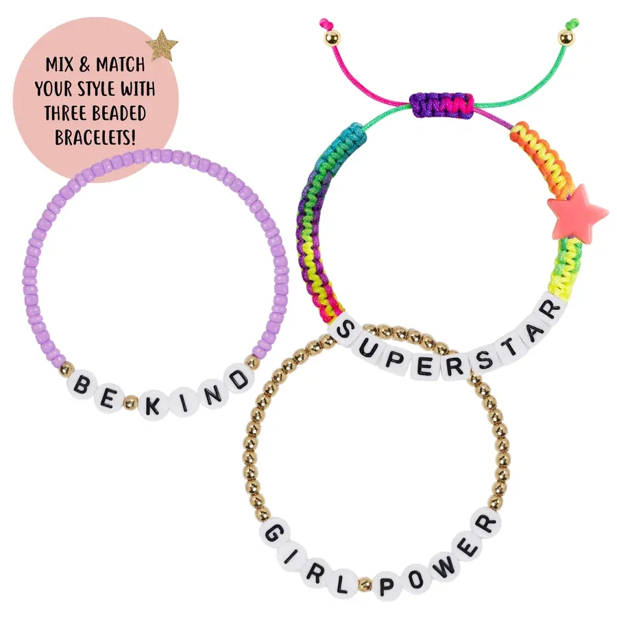 Pink Sparkle Kids Watch Gift Set With Beaded Friendship Bracelets By TIKKERS image