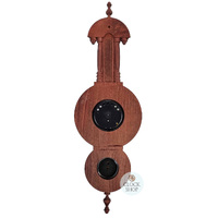 59cm Mahogany Old German Style Weather Station With Barometer Thermometer & Hygrometer By FISCHER image