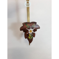 5 Leaf & Bird 1 Day Mechanical Carved Cuckoo Clock With Edelweiss Flowers 28cm By HÖNES image