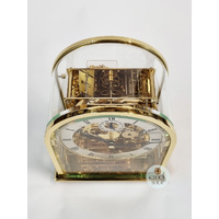 20cm Polished Brass Mechanical Skeleton Table Clock With Triple Chime By KIENINGER image