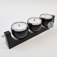 29cm Black Weather Station With Thermometer Barometer & Hygrometer By FISCHER  image