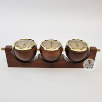 29cm Walnut Weather Station With Thermometer Barometer & Hygrometer By FISCHER  image
