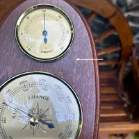 31cm Walnut Weather Station With Barometer Thermometer & Hygrometer By FISCHER (Small Blemish) image