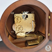 27cm Walnut 1930s Antique Look Mechanical Tambour Mantel Clock With Westminster Chime & Detailed Carvings By AMS  image