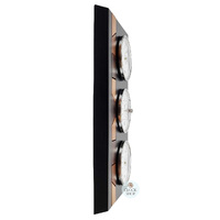 34cm Black Weather Station With Thermometer Barometer & Hygrometer With Timber Inlay By FISCHER image
