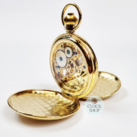 4.9cm Gold Plated Mechanical Skeleton Swiss Pocket Watch By CLASSIQUE (Roman) image