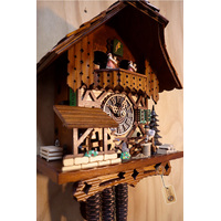 Wood Chopper & Water Wheel 1 Day Mechanical Chalet Cuckoo Clock With Dancers 30cm By HÖNES image