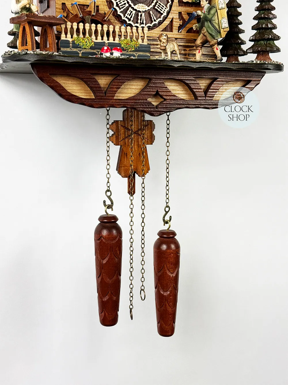 Clock Peddler & Wood Carver Battery Chalet Cuckoo Clock 42cm By TRENKLE image