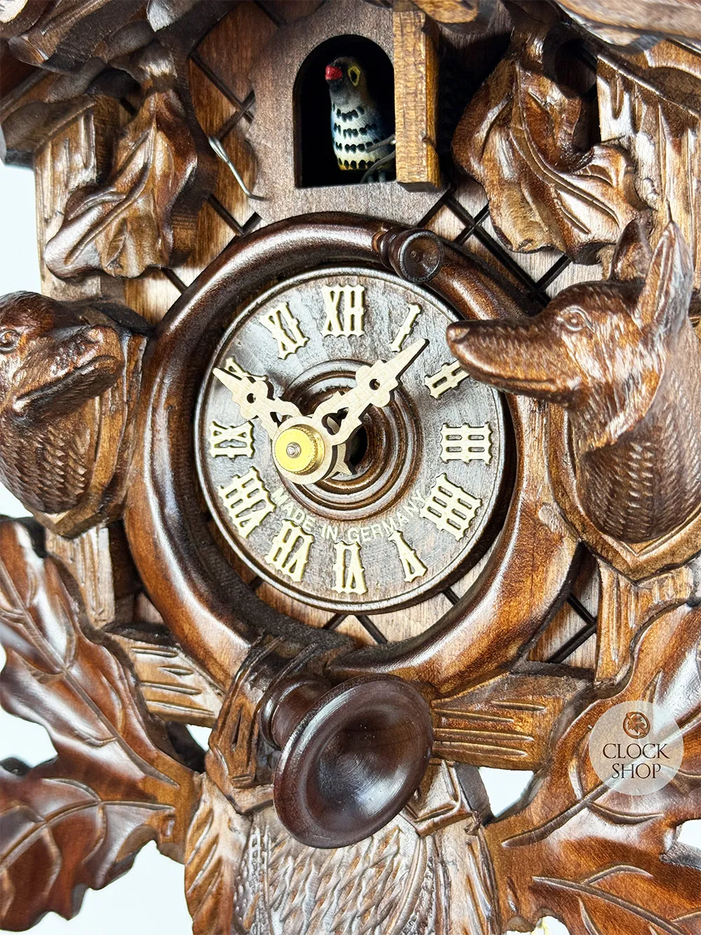 Hunting Dogs 1 Day Mechanical Carved Cuckoo Clock 31cm By SCHWER image