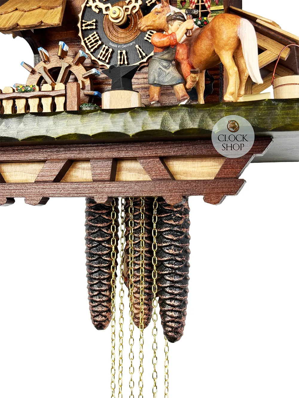 Farrier & Water Wheel 1 Day Mechanical Chalet Cuckoo Clock With Dancers 40cm By HÖNES image
