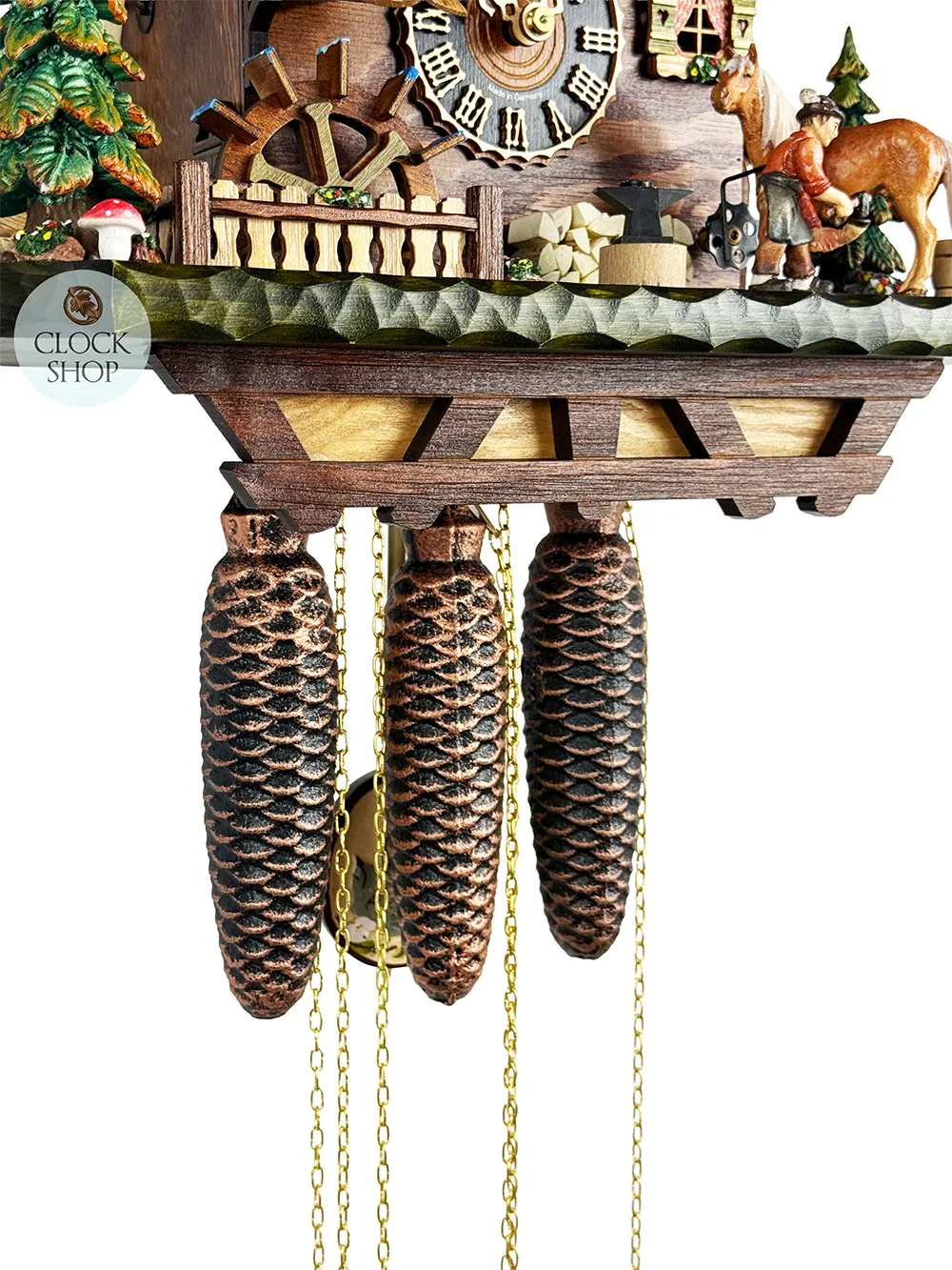 Farrier & Water Wheel 8 Day Mechanical Chalet Cuckoo Clock With Dancers 50cm By HÖNES image