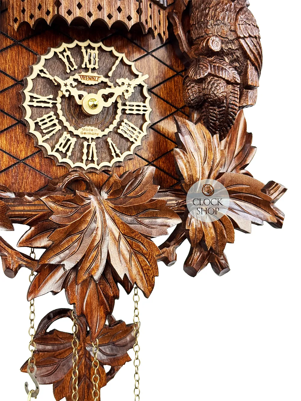 Owls Battery Carved Cuckoo Clock With Dancers 52cm By TRENKLE image