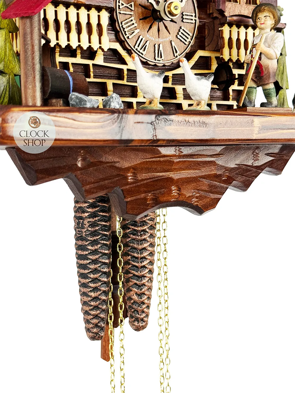 Shepherd Boy & Geese 1 Day Mechanical Chalet Cuckoo Clock 31cm By HEKAS image