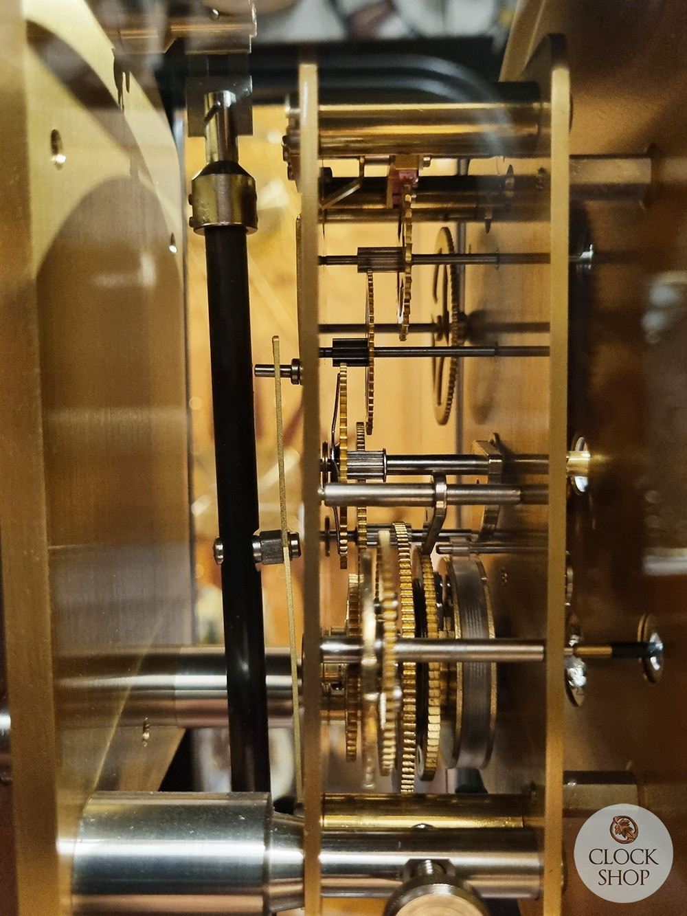 186cm Hand Polished Black Precision Floor Clock With Moon Dial By HERMLE image