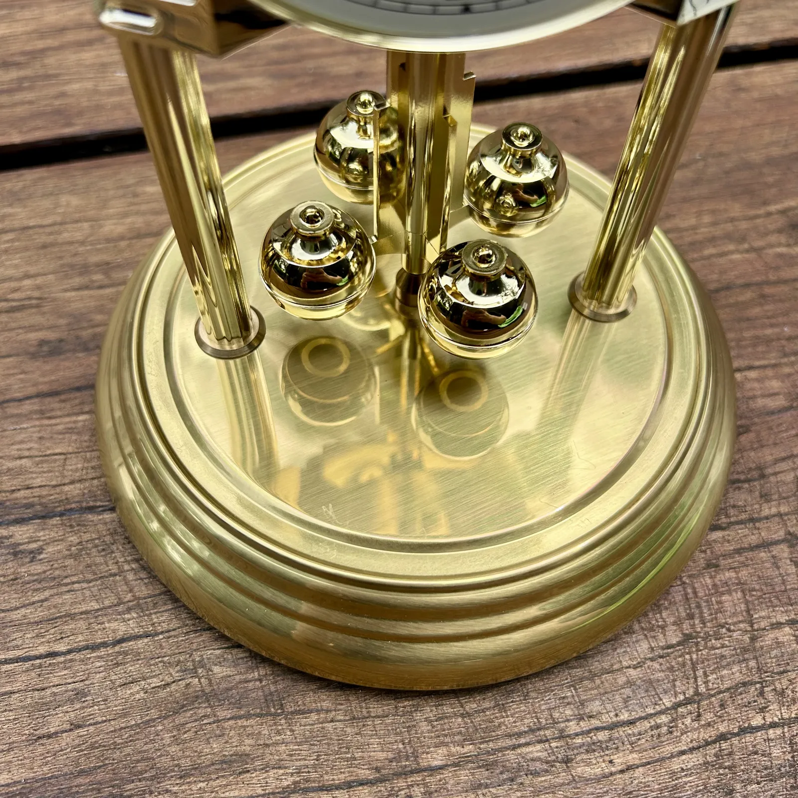 23cm Gold Anniversary Clock With White Arabic Dial & Westminster Chime By HALLER (Scratched Base) image