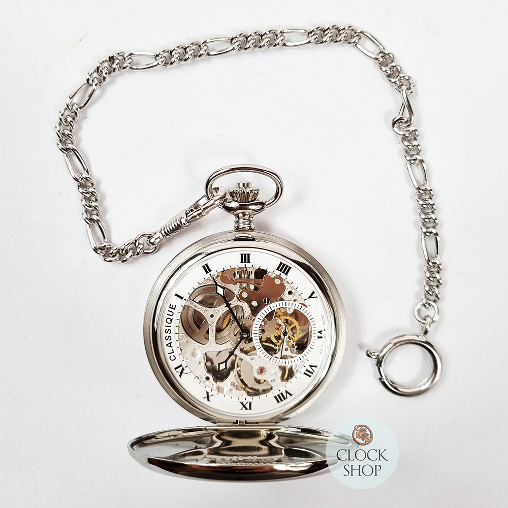 49mm Stainless Steel Unisex Mechanical Skeleton Swiss Pocket Watch By CLASSIQUE (Roman) image