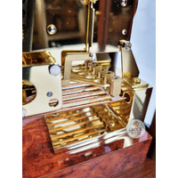 39cm Walnut Mechanical Skeleton Table Clock With Triple Chime By AMS image