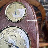 31cm Walnut Weather Station With Barometer Thermometer & Hygrometer By FISCHER (Small Blemish) image