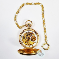 49mm Gold Unisex Mechanical Skeleton Pocket Watch By CLASSIQUE (Roman) image
