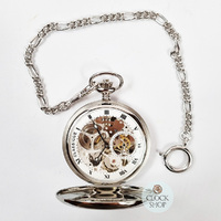 4.9cm Stainless Steel Mechanical Skeleton Swiss Pocket Watch By CLASSIQUE (Roman) image