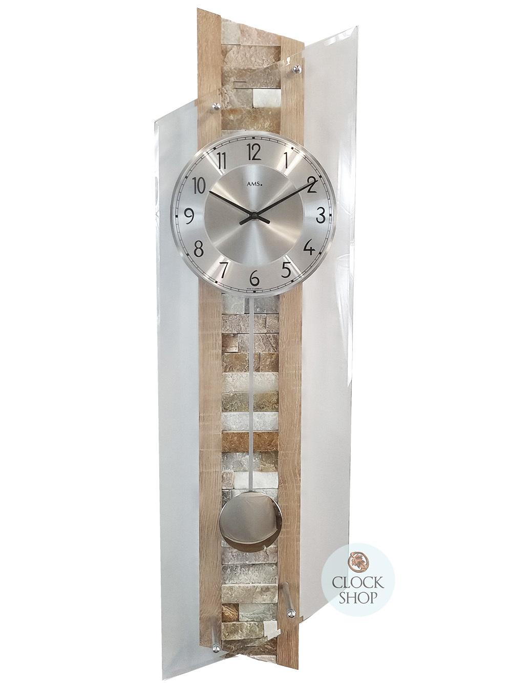 85cm Beech Pendulum Wall Clock Inlay By AMS - Clocks - Clock