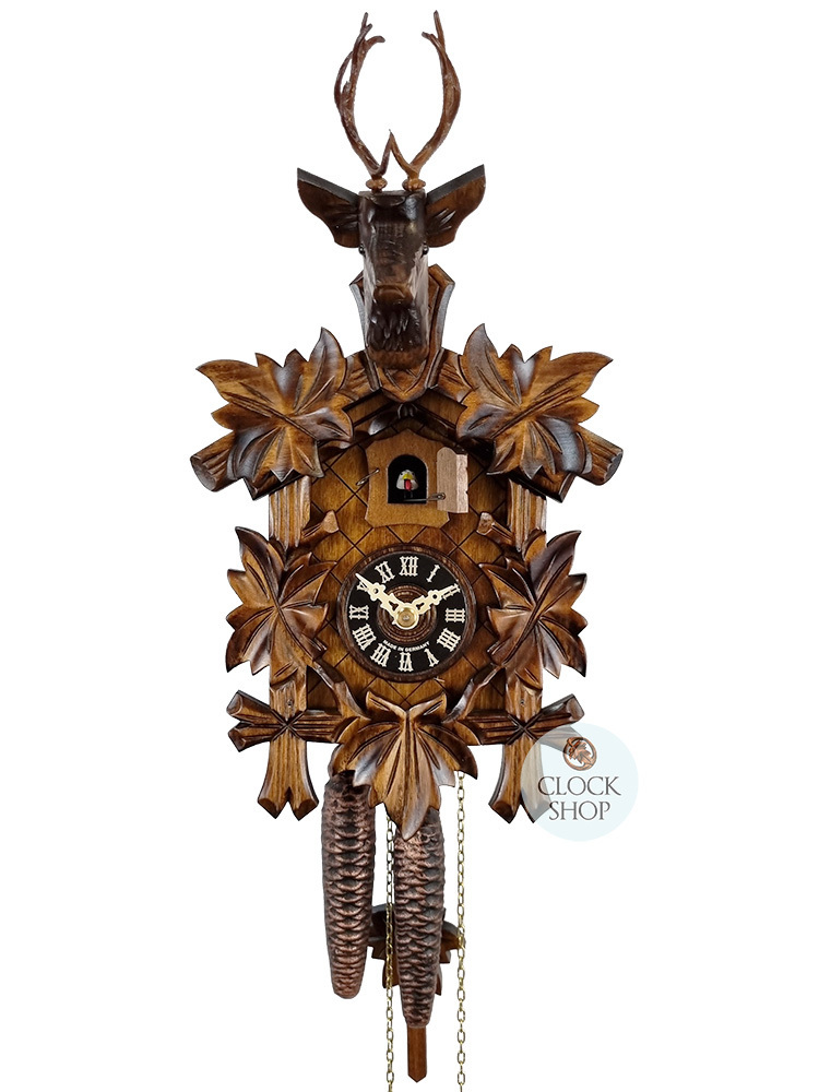 CARVED 1 DAY DEER HEAD 30CM CUCKOO CLOCK BY ENGSTLER - Engstler