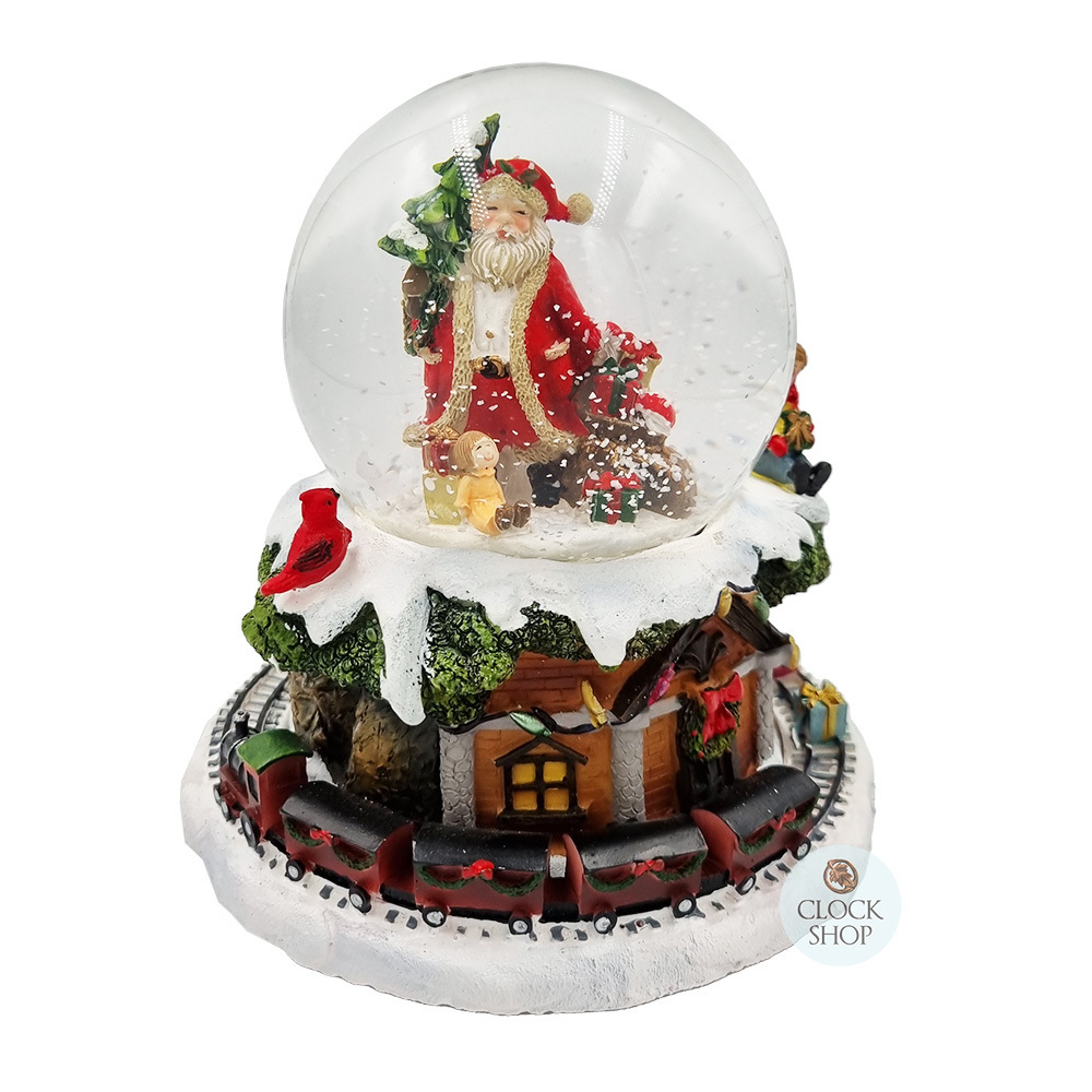 Santa Snow Globe Moving Train And Music 100mm | Clock Shop Australia