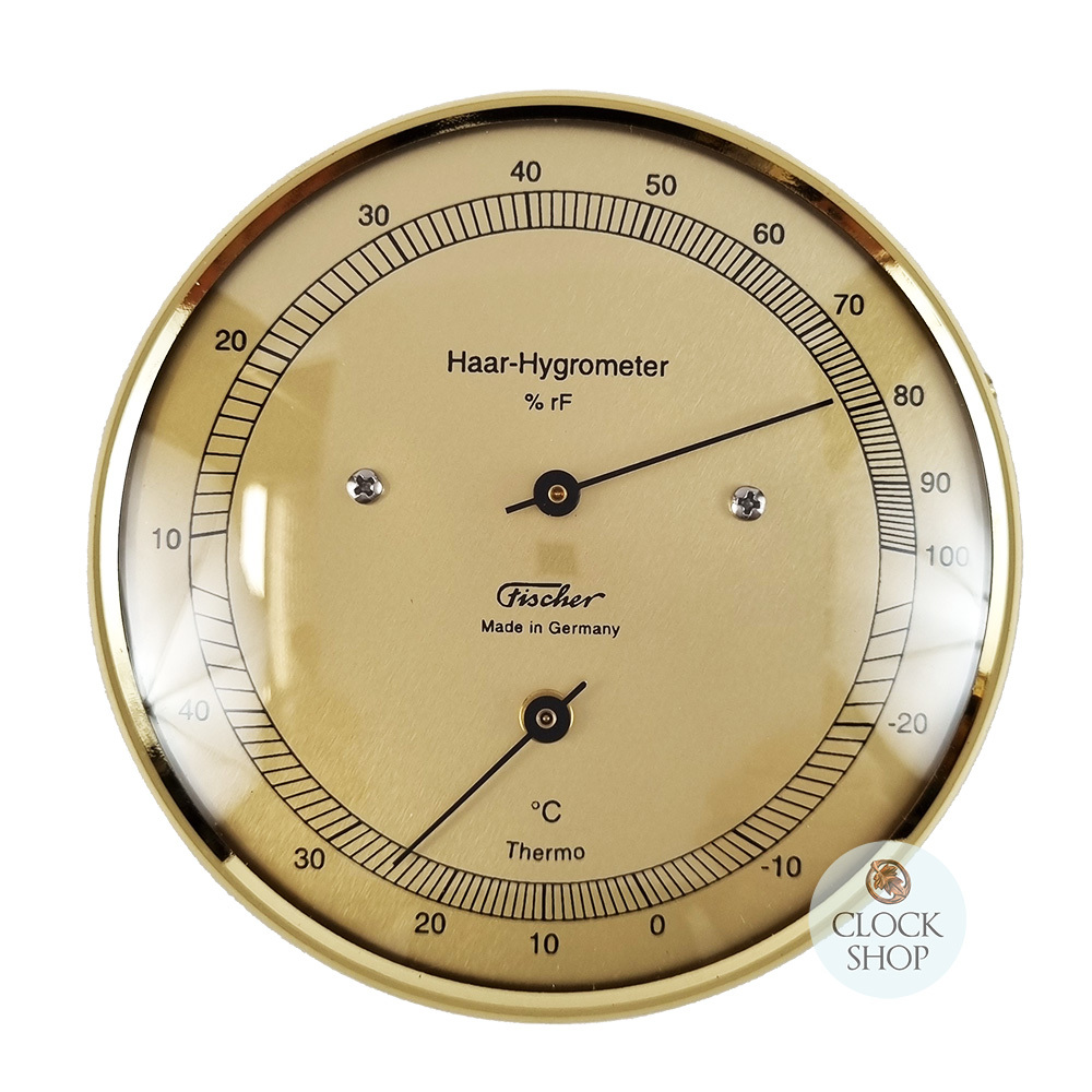  Gold Thermometer & Hair Hygrometer By FISCHER - Weather Instruments  - Clock Shop