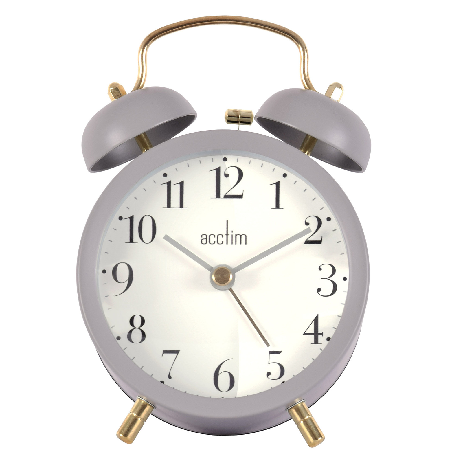 Sigrid Grey Double Bell Alarm Clock By ACCTIM Acctim Clock Shop