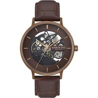 Brown Skeleton Automatic Watch with Brown Leather Band BY KENNETH COLE