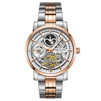 Silver/Rose Gold Skeleton Automatic Watch with Silver/Rose Gold Metal Band BY KENNETH COLE