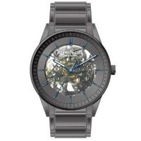 Matt Black/Blue Skeleton Automatic Watch with Black Metal Band BY KENNETH COLE