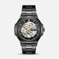 Black/Gold Skeleton Automatic Watch with Black Metal Band BY KENNETH COLE