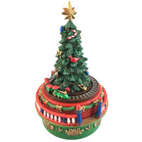 CHRISTMAS TREE MUSIC BOX WITH RAILROAD - TUNE DECK THE HALLS
